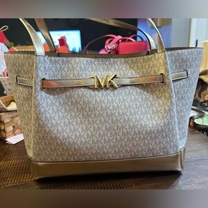 Michael Kors Cream and Gold Tote Bag